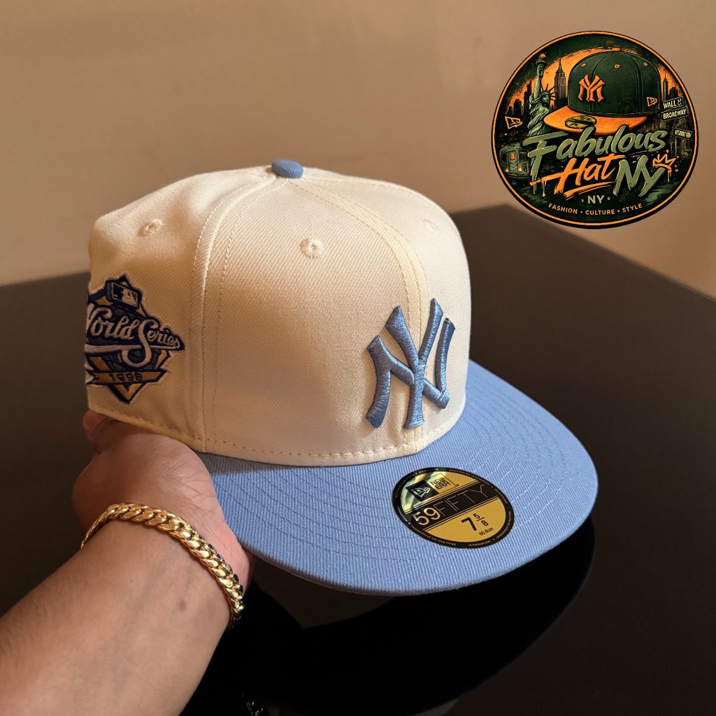 New Era 59FIFTY de los New York Yankees de dos tonos con un parche lateral de la Serie Mundial 1998.