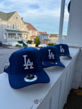 Gorra azul de los Ángeles Dodgers es una New Era 9FORTY A-Frame con un parche lateral de campeones.